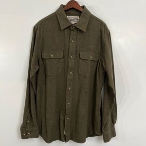 Schott Bros Flannel Shirt Mens Large Button Down Cotton Pocket Long Sleeve Olive
